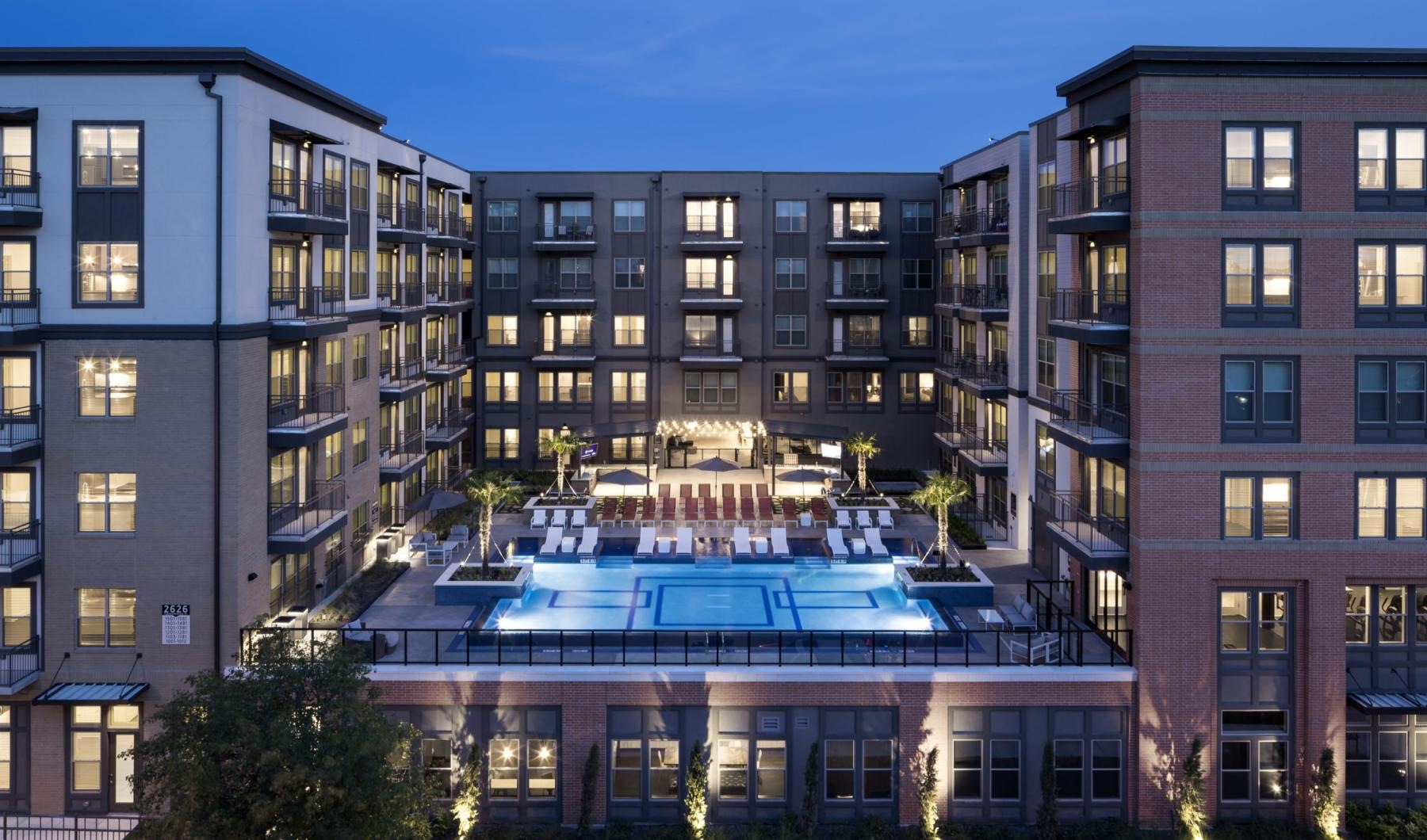 rooftop pool and surrounding amenities